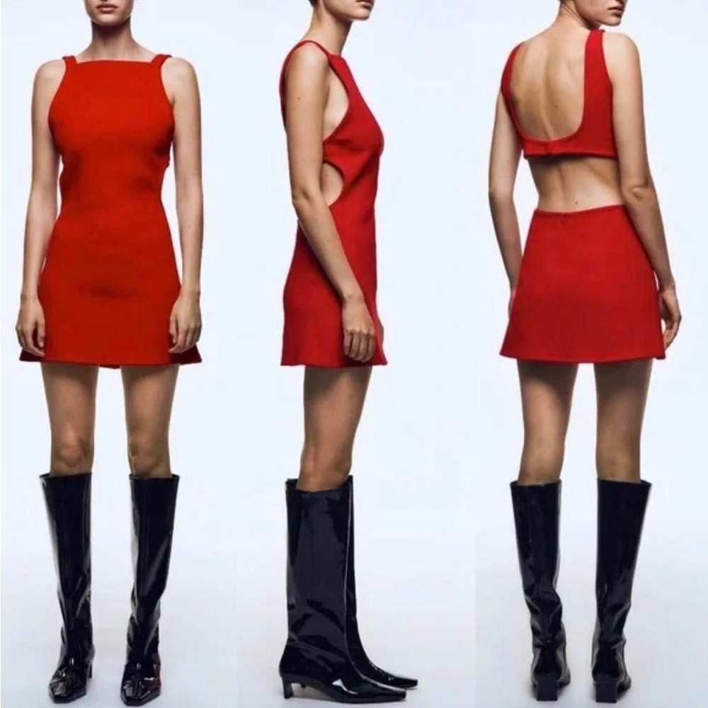 NWT Zara red open back mini dress